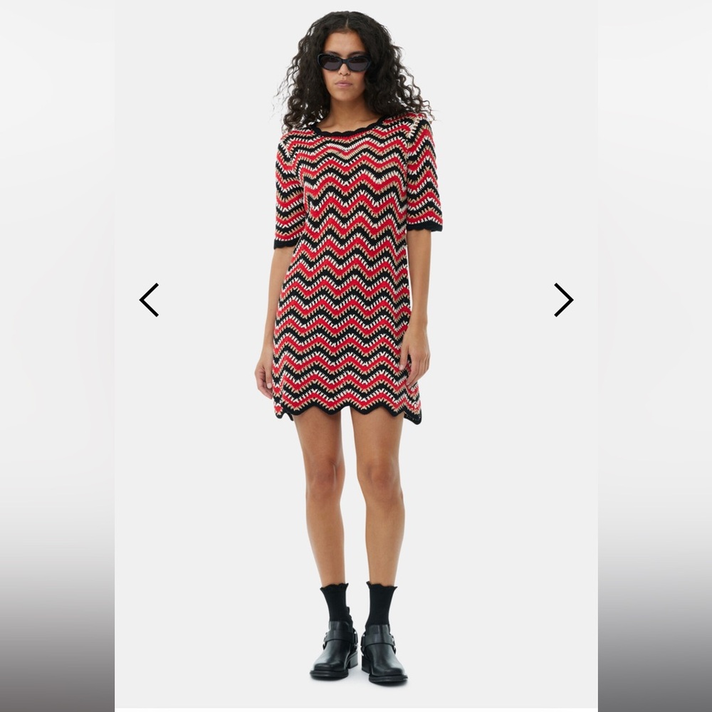 Red Cotton Crochet Mini Dress
